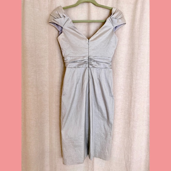 Shimmery Silver Badgley Mischka Midi Dress - Picture 2 of 12